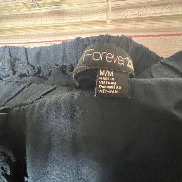 Forever 21 Women's Strapless Dark Navy Romper with Ruffle Front Detail Sz M - Picture 2 of 9